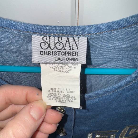 Vintage Susan Christopher California Blouse Geometric 80's 90s 1/4 Button Size L - Picture 3 of 5